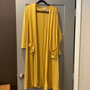 Lularoe L Long Cardigan Duster Mustard Yellow